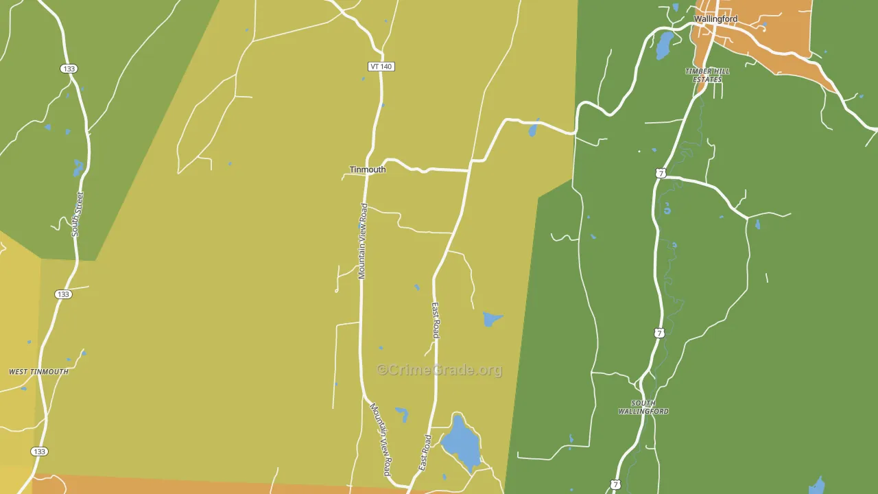 Tinmouth, VT Map of Robbery Rates