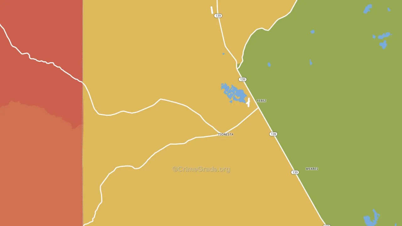 Tionesta, CA Map of Robbery Rates
