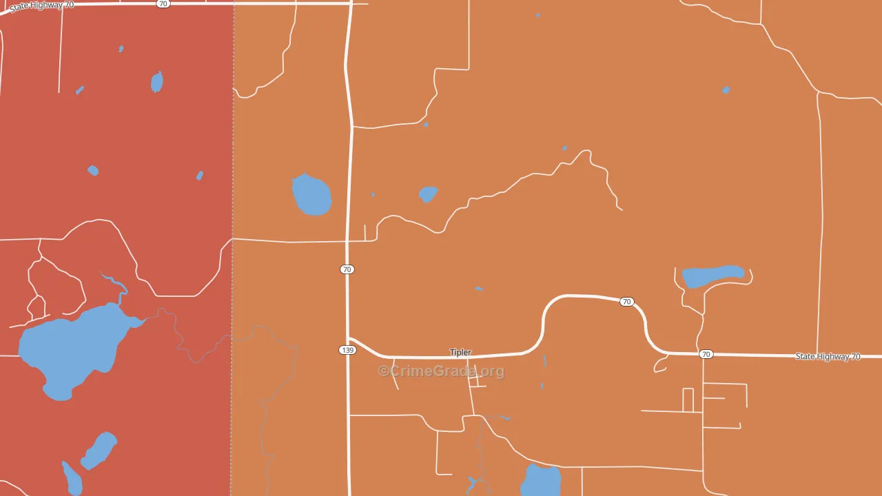 Tipler, WI Map of Robbery Rates