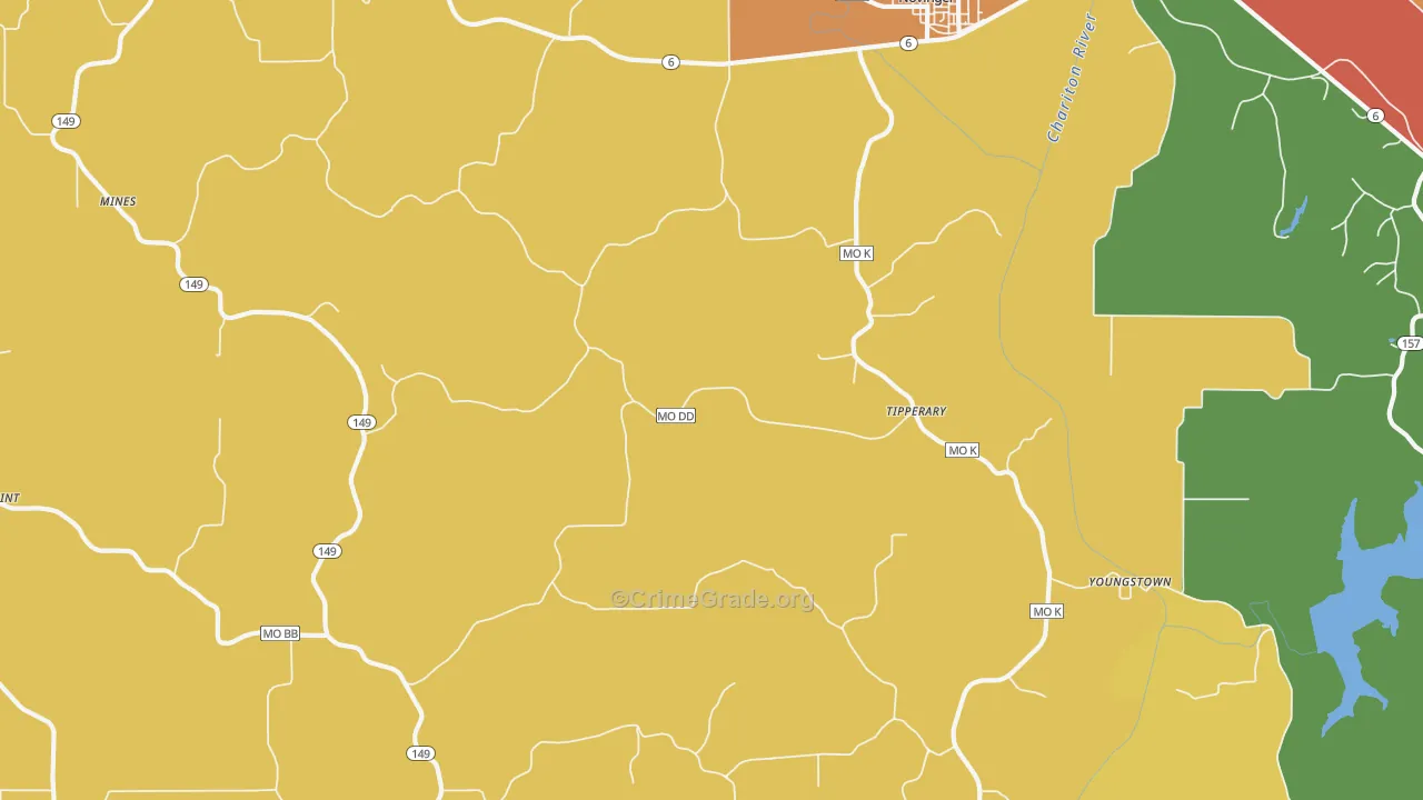 Tipperary, MO Map of Robbery Rates