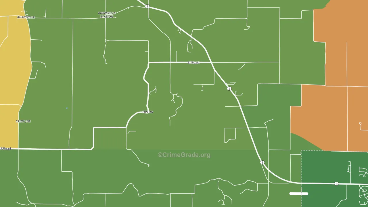 Tipton, IL Map of Robbery Rates