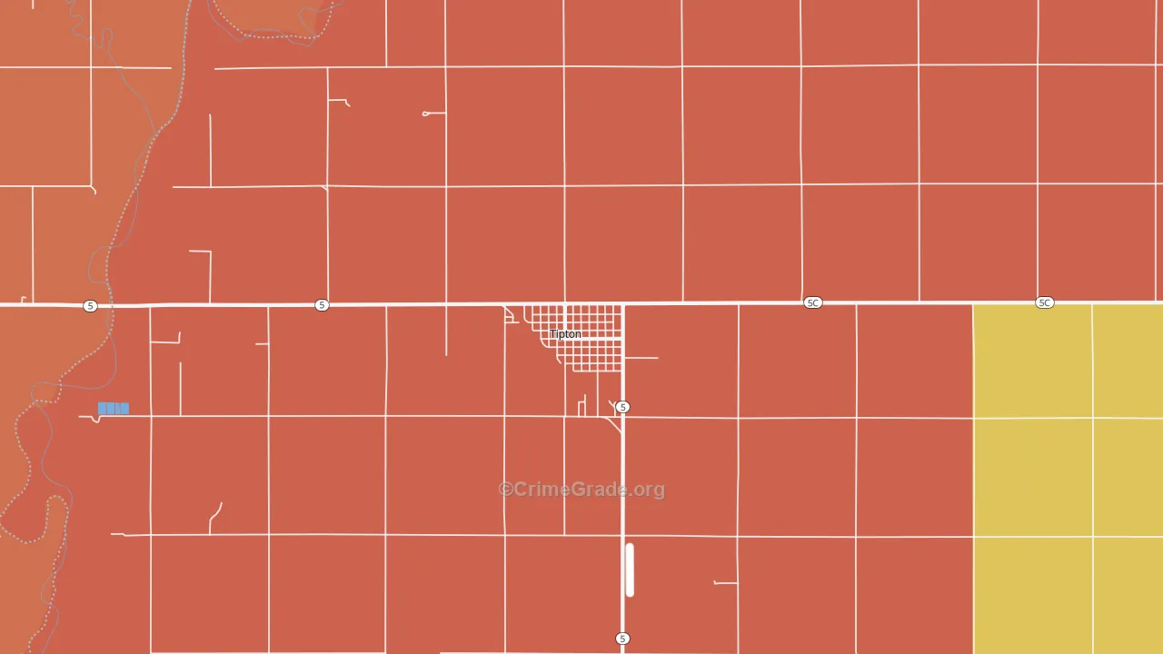 Tipton, OK Map of Robbery Rates