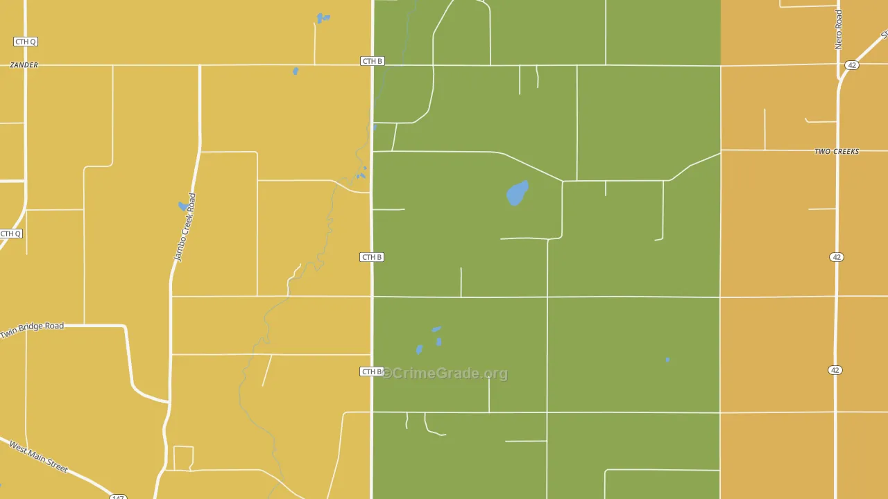 Tisch Mills, WI Map of Robbery Rates