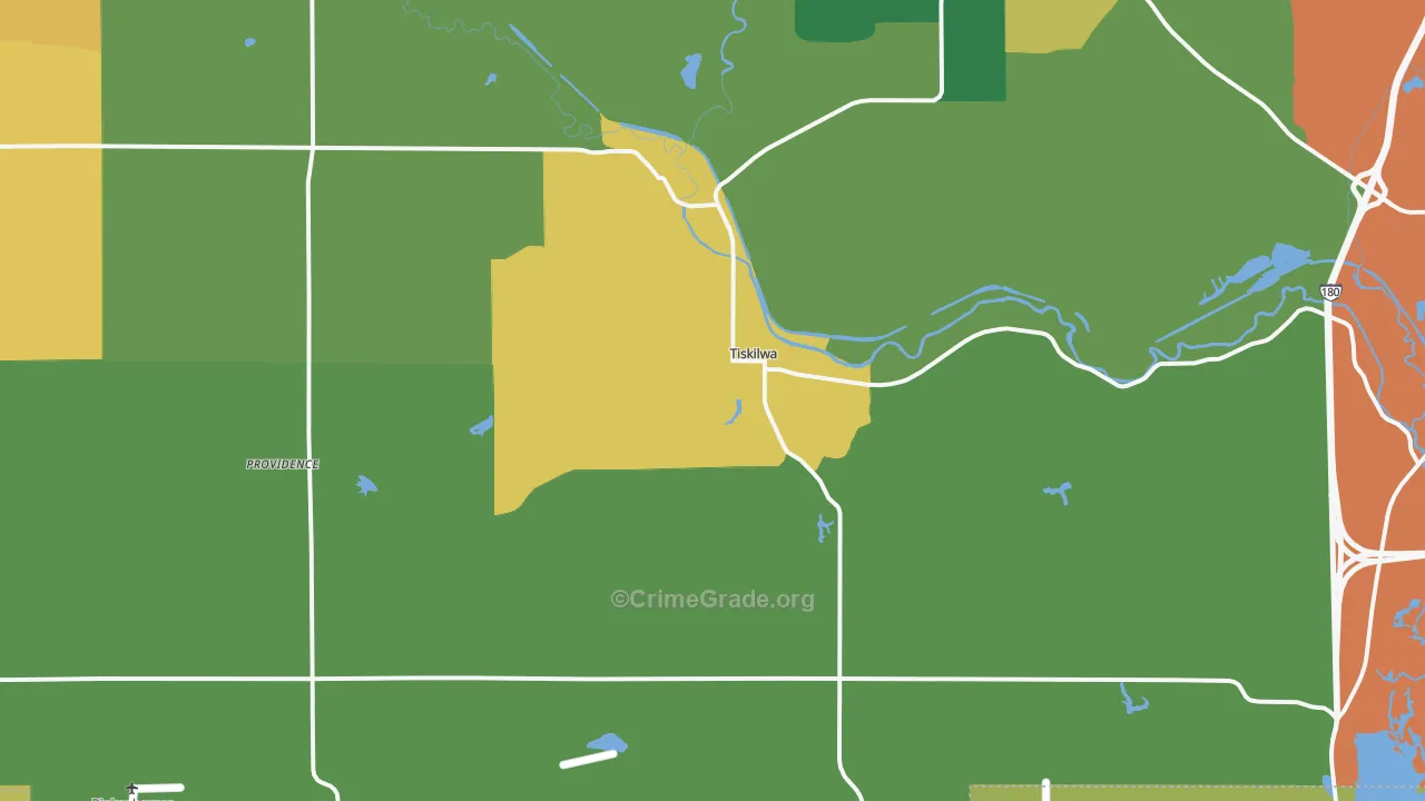 Tiskilwa, IL Map of Robbery Rates