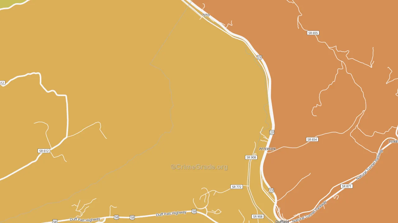 Tito, VA Map of Robbery Rates