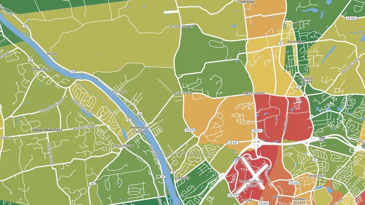 Titusville, NJ Map of Robbery Rates