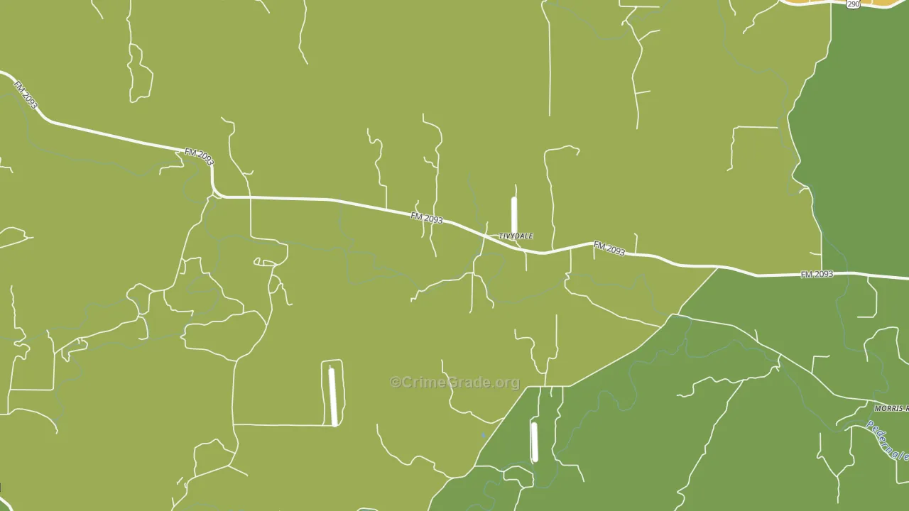 Tivydale, TX Map of Robbery Rates