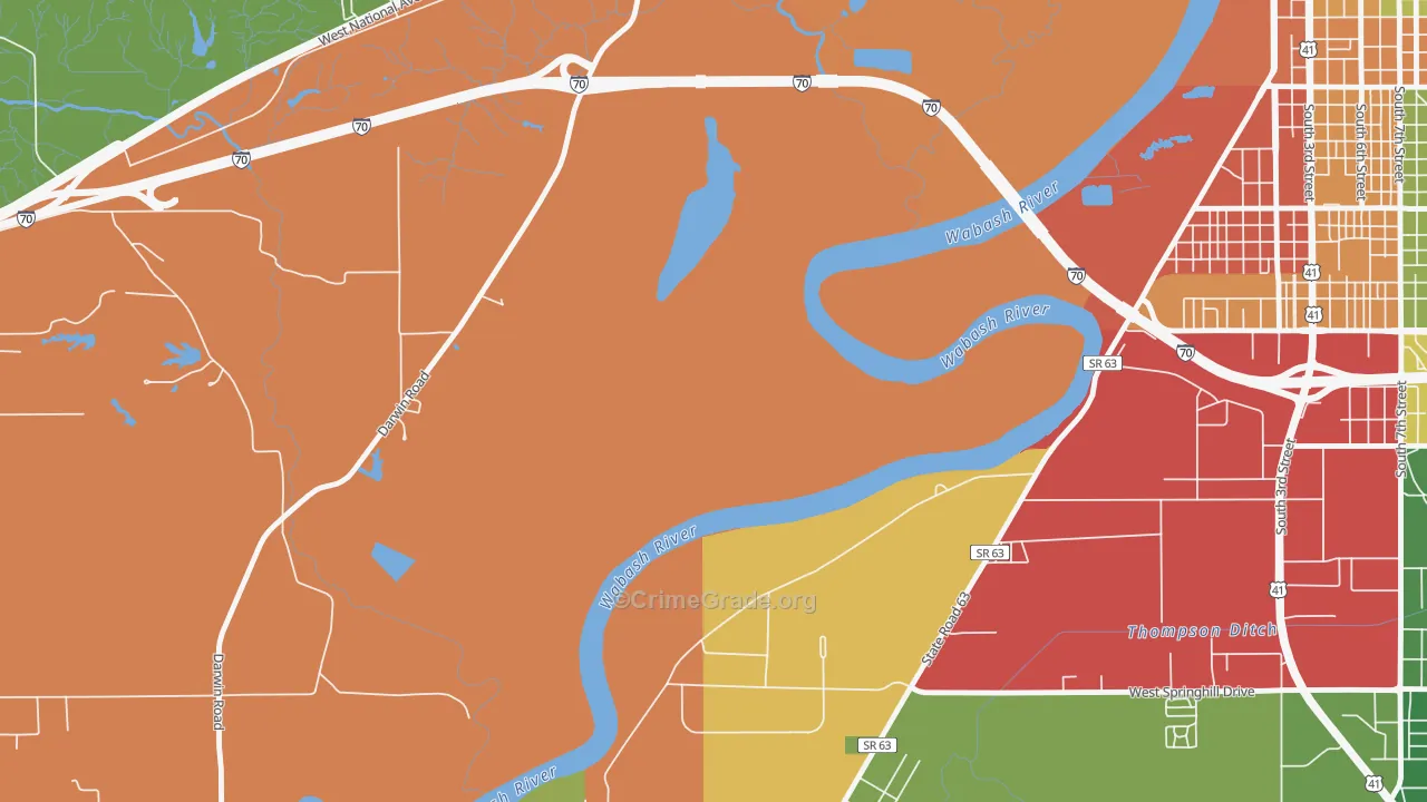 Toad Hop, IN Map of Robbery Rates