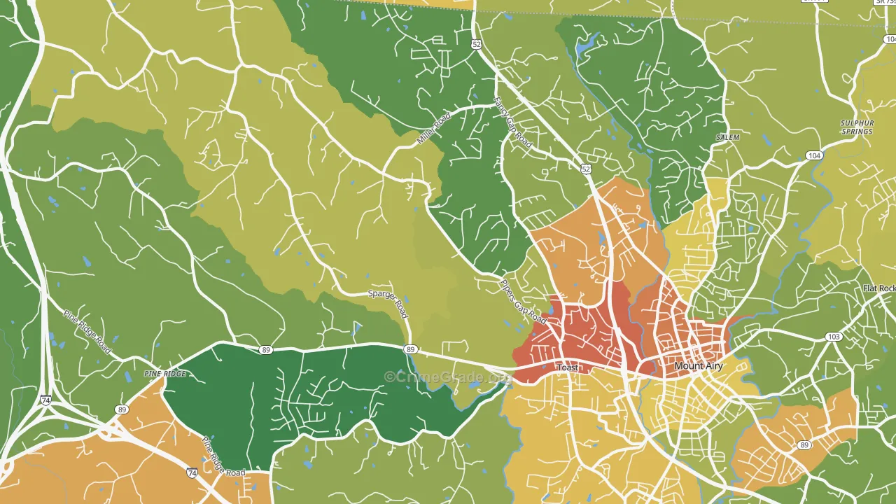 Toast, NC Map of Robbery Rates