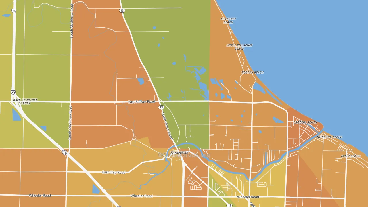 Tobico Beach, MI Map of Robbery Rates