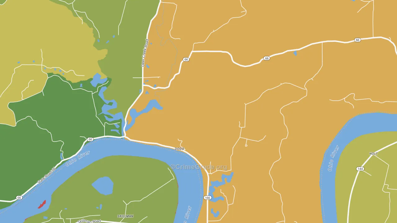 Tobinsport, IN Map of Robbery Rates