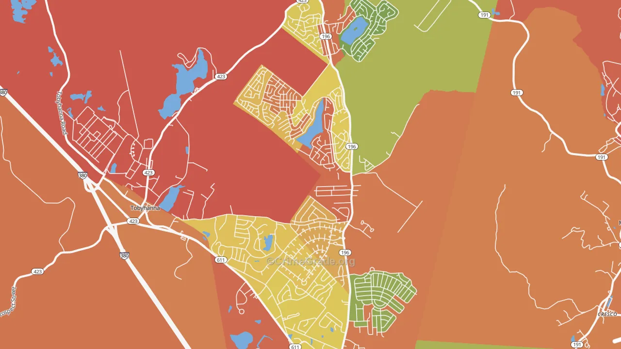 Tobyhanna, PA Map of Robbery Rates