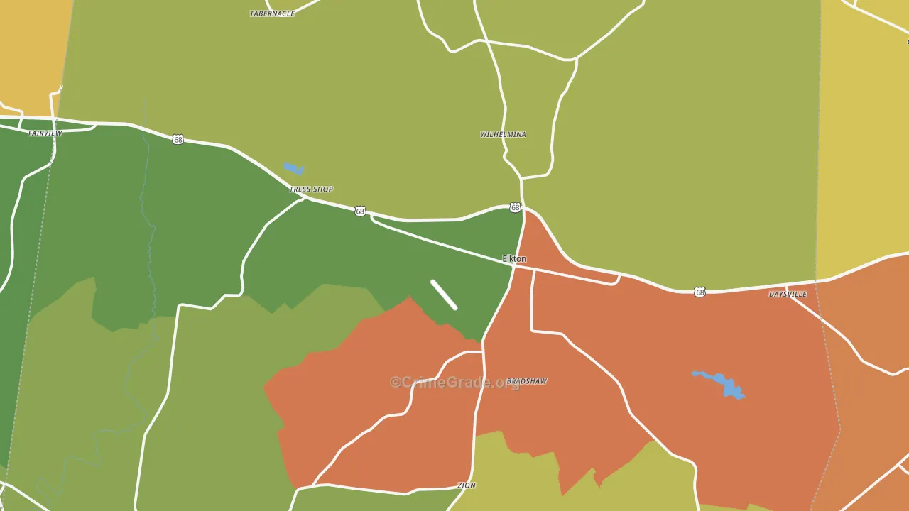 Todd County, KY Map of Robbery Rates