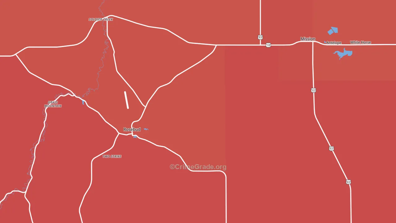 Todd County, SD Map of Robbery Rates