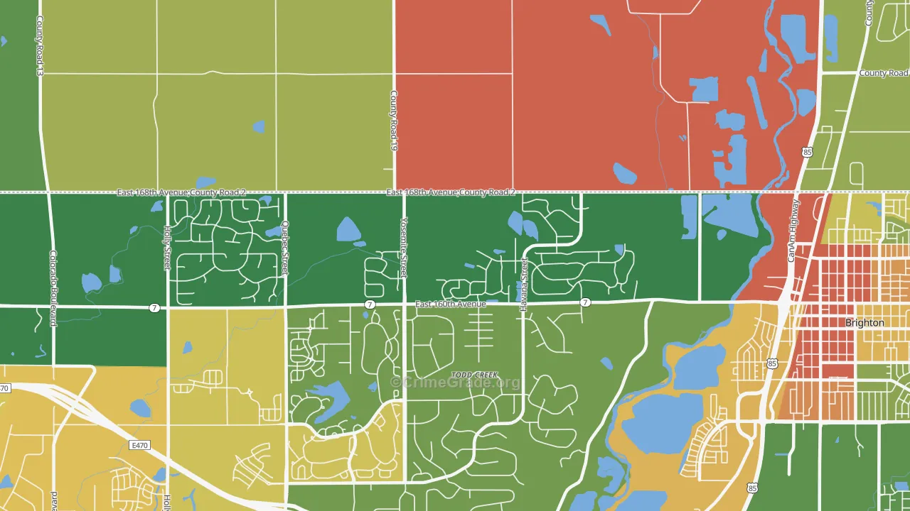 Todd Creek, CO Map of Robbery Rates