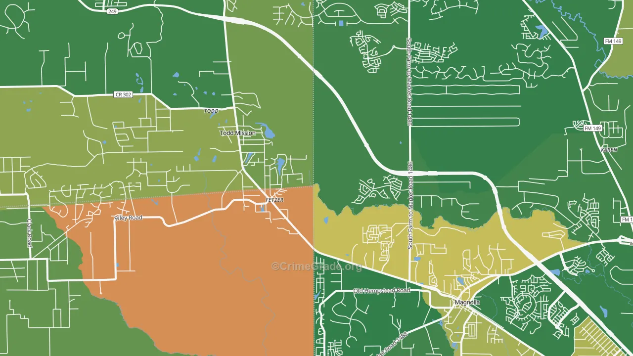 Todd Mission, TX Map of Robbery Rates