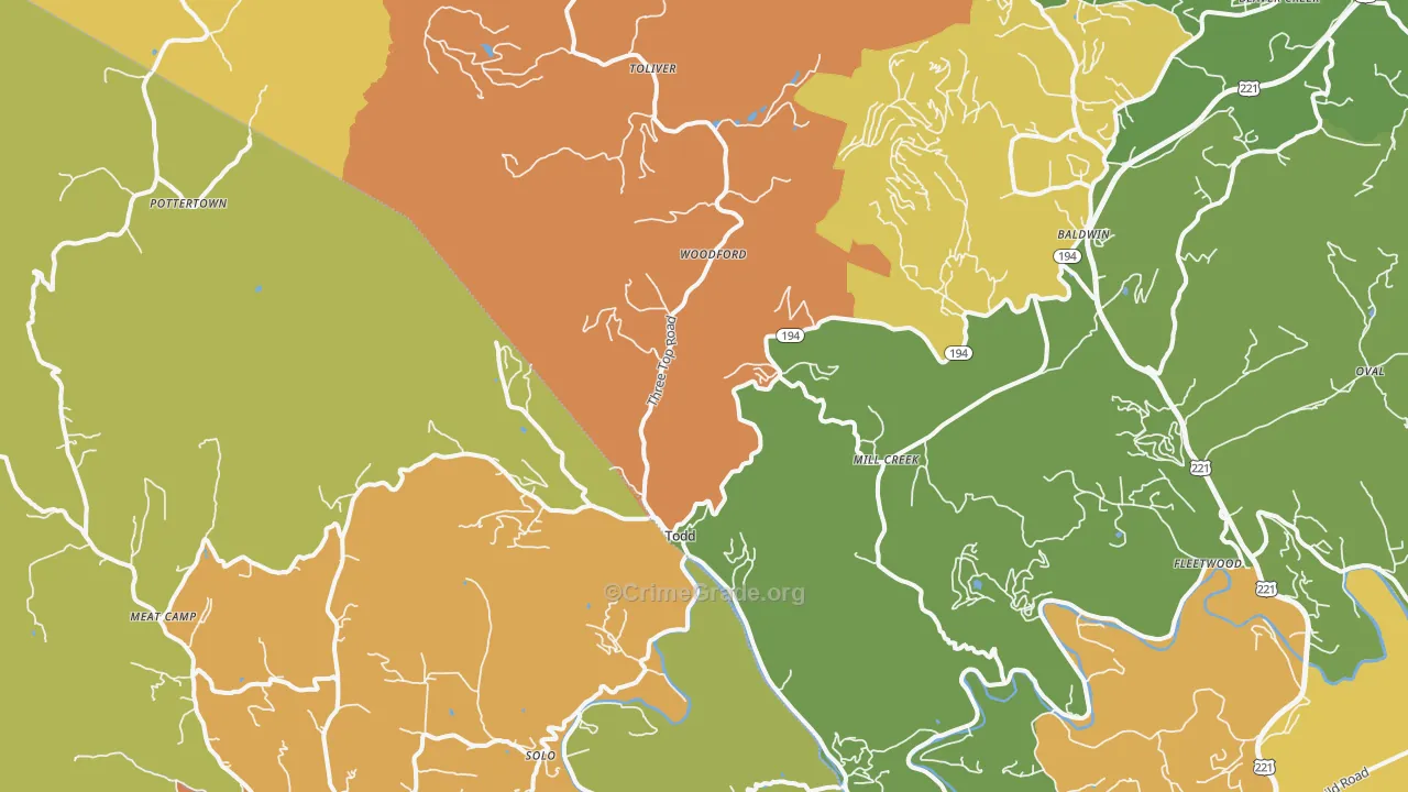 Todd, NC Map of Robbery Rates