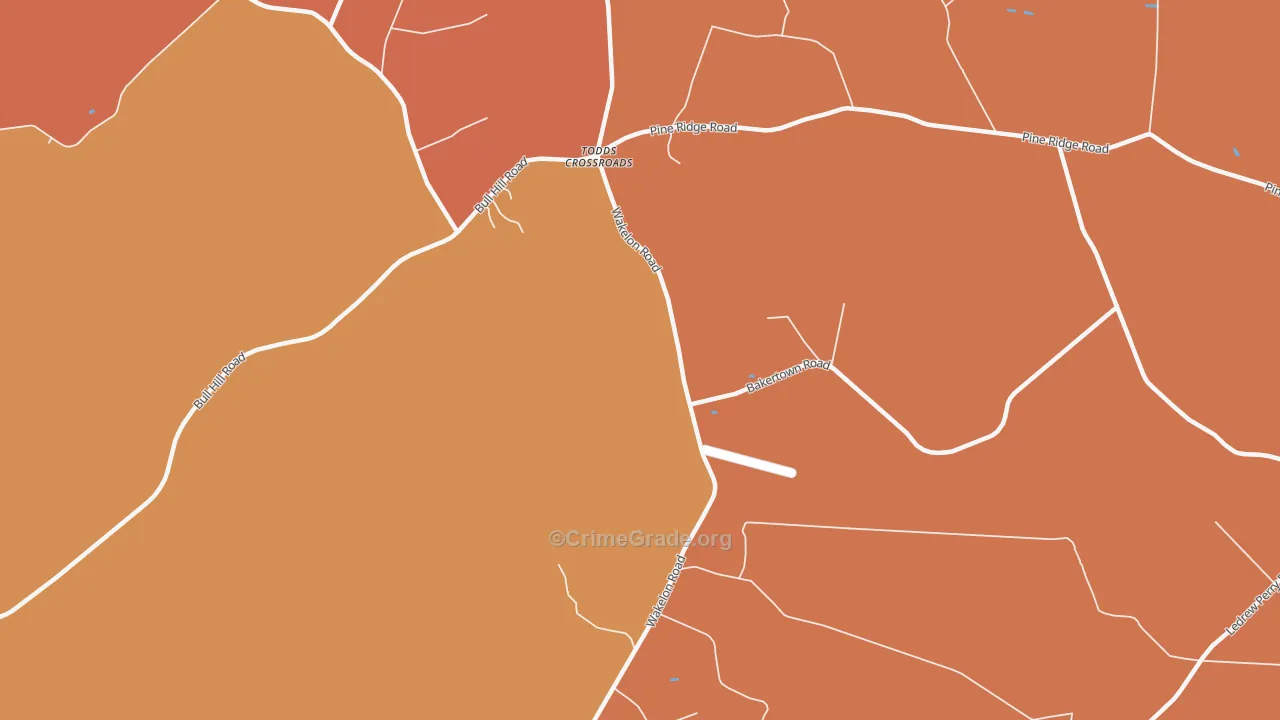 Todds Crossroads, NC Map of Robbery Rates
