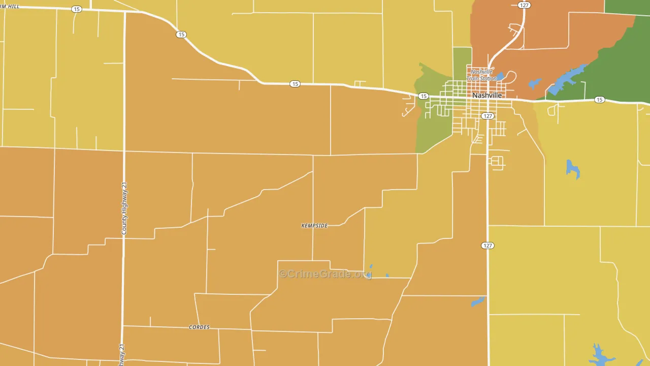 Todds Mill, IL Map of Robbery Rates