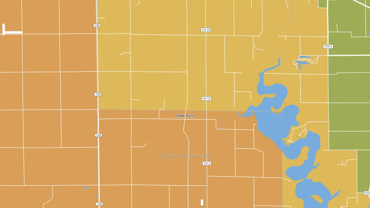 Todds Point, IL Map of Robbery Rates