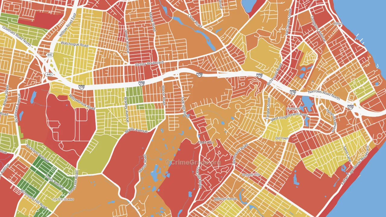 Todt Hill, Staten Island, NY Map of Robbery Rates