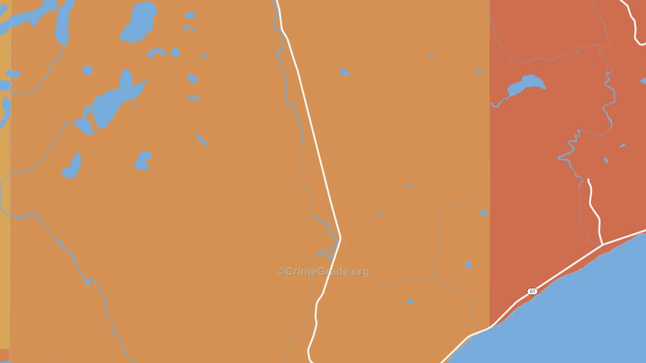 Tofte, MN Map of Robbery Rates