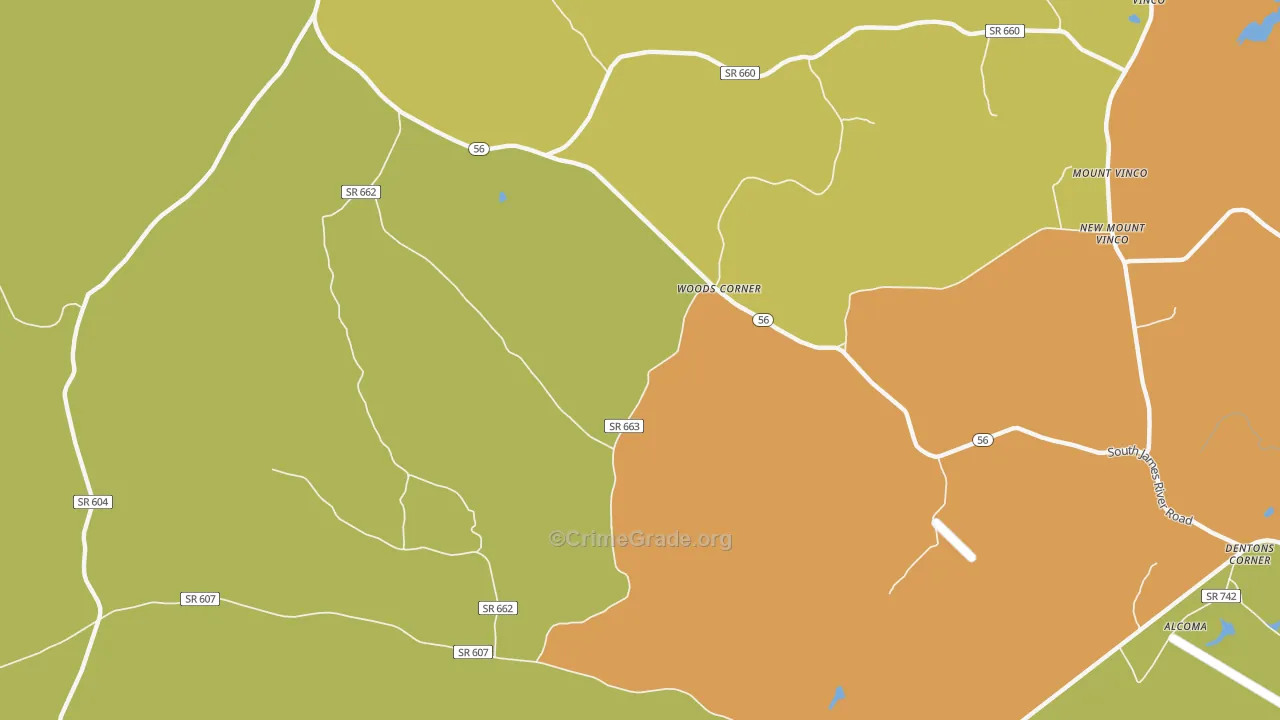 Toga, VA Map of Robbery Rates