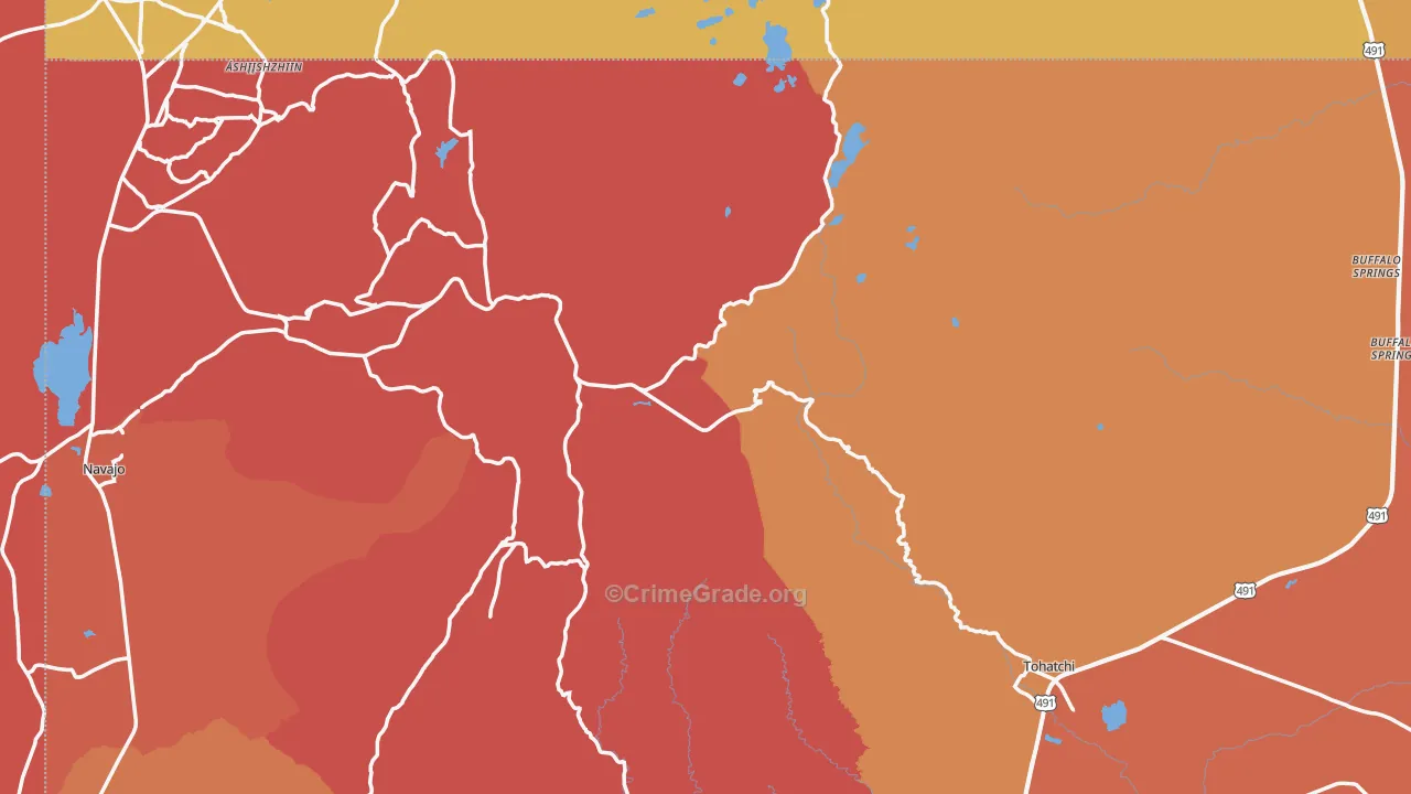 Tohatchi, NM Map of Robbery Rates