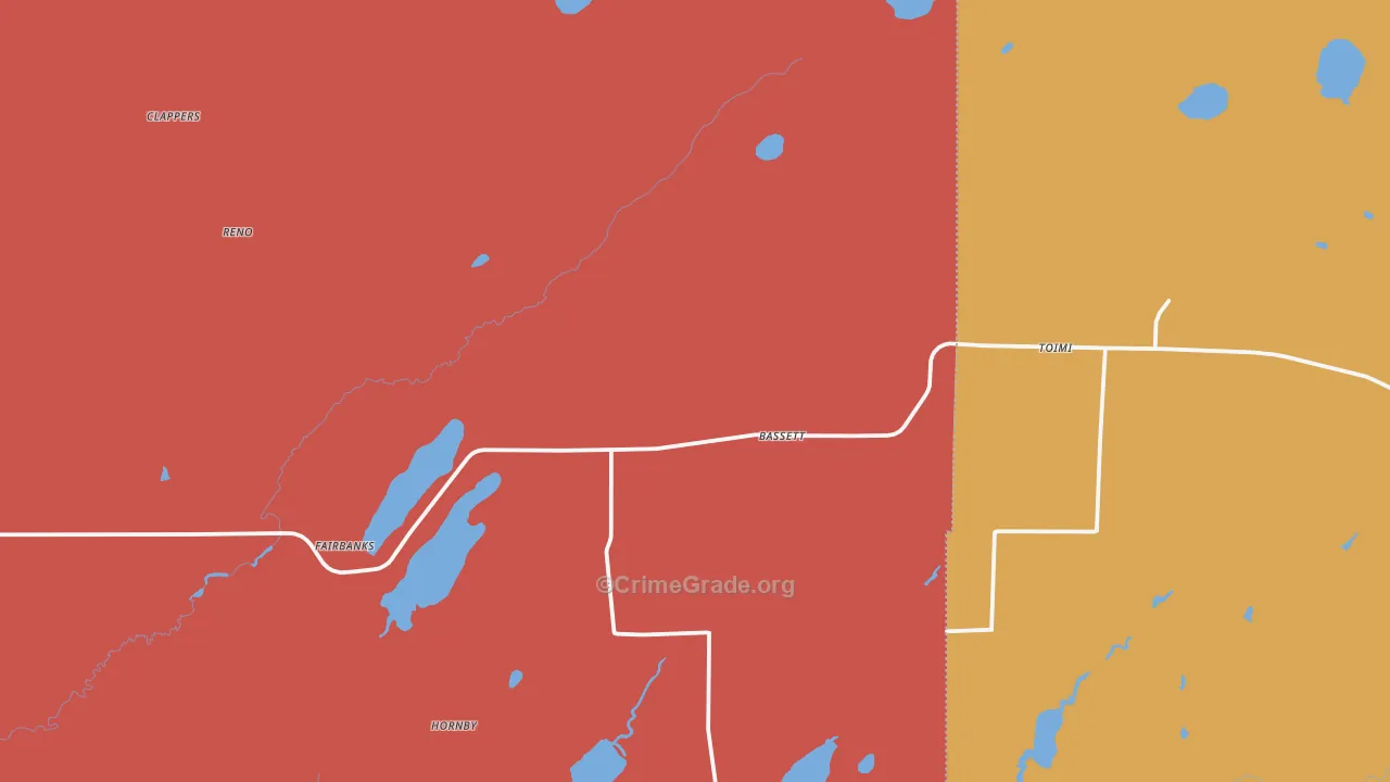 Toimi, MN Map of Robbery Rates