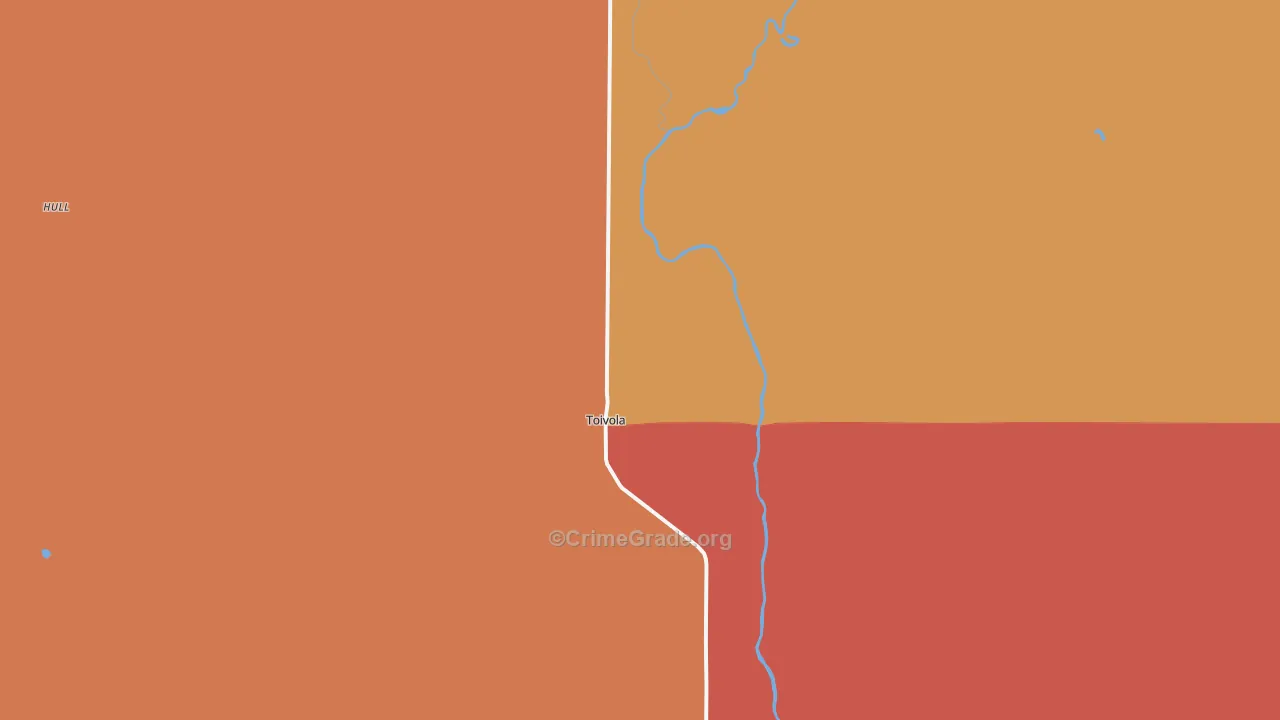 Toivola, MN Map of Robbery Rates