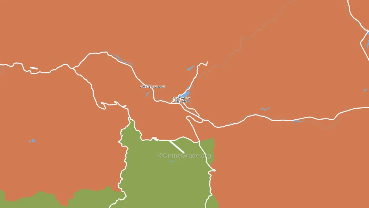 Toketee Falls, OR Map of Robbery Rates
