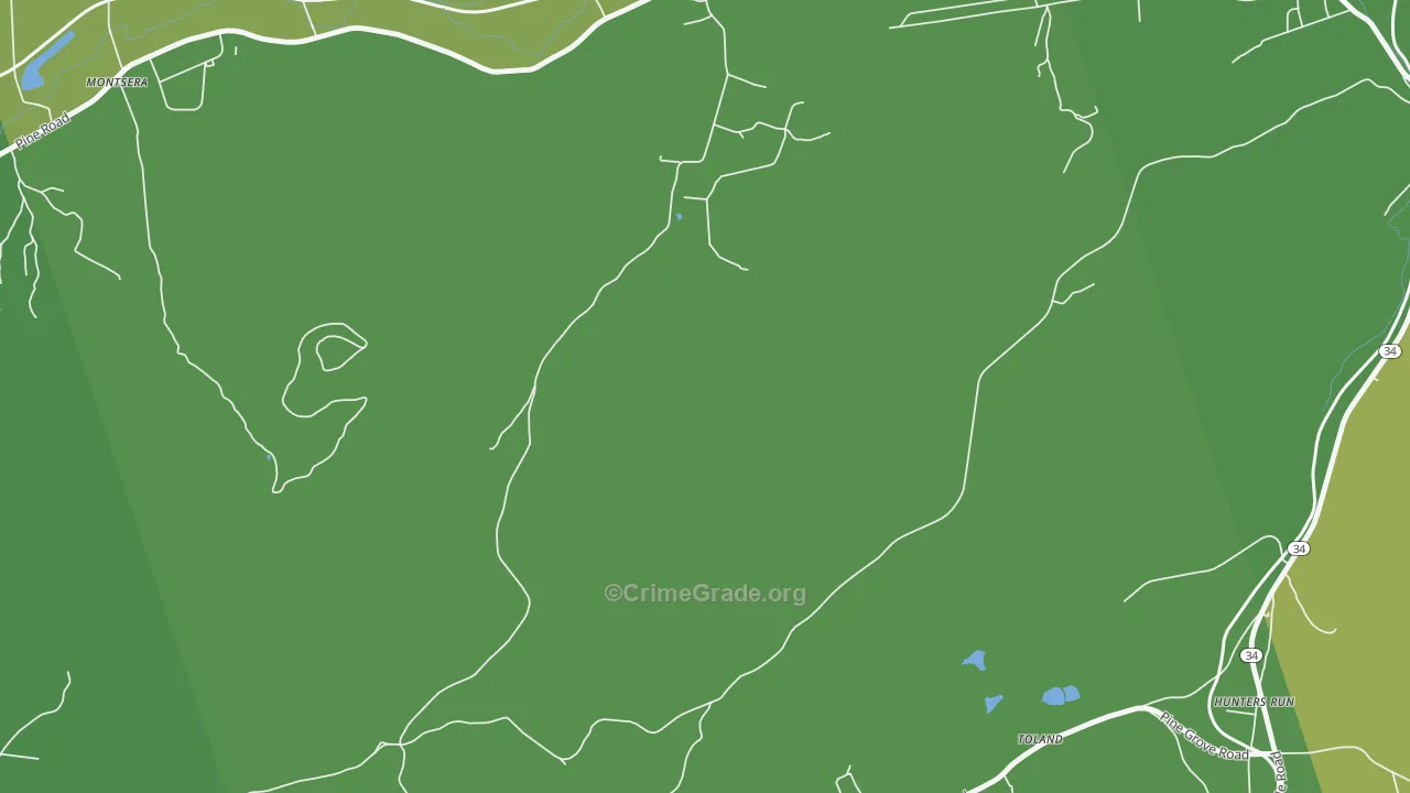 Toland, PA Map of Robbery Rates