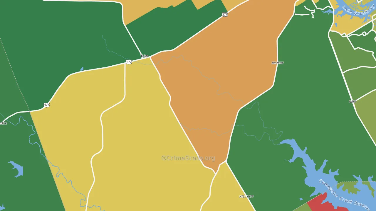 Tolar, TX Map of Robbery Rates
