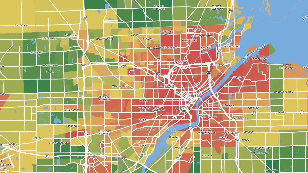 Toledo, OH Map of Robbery Rates