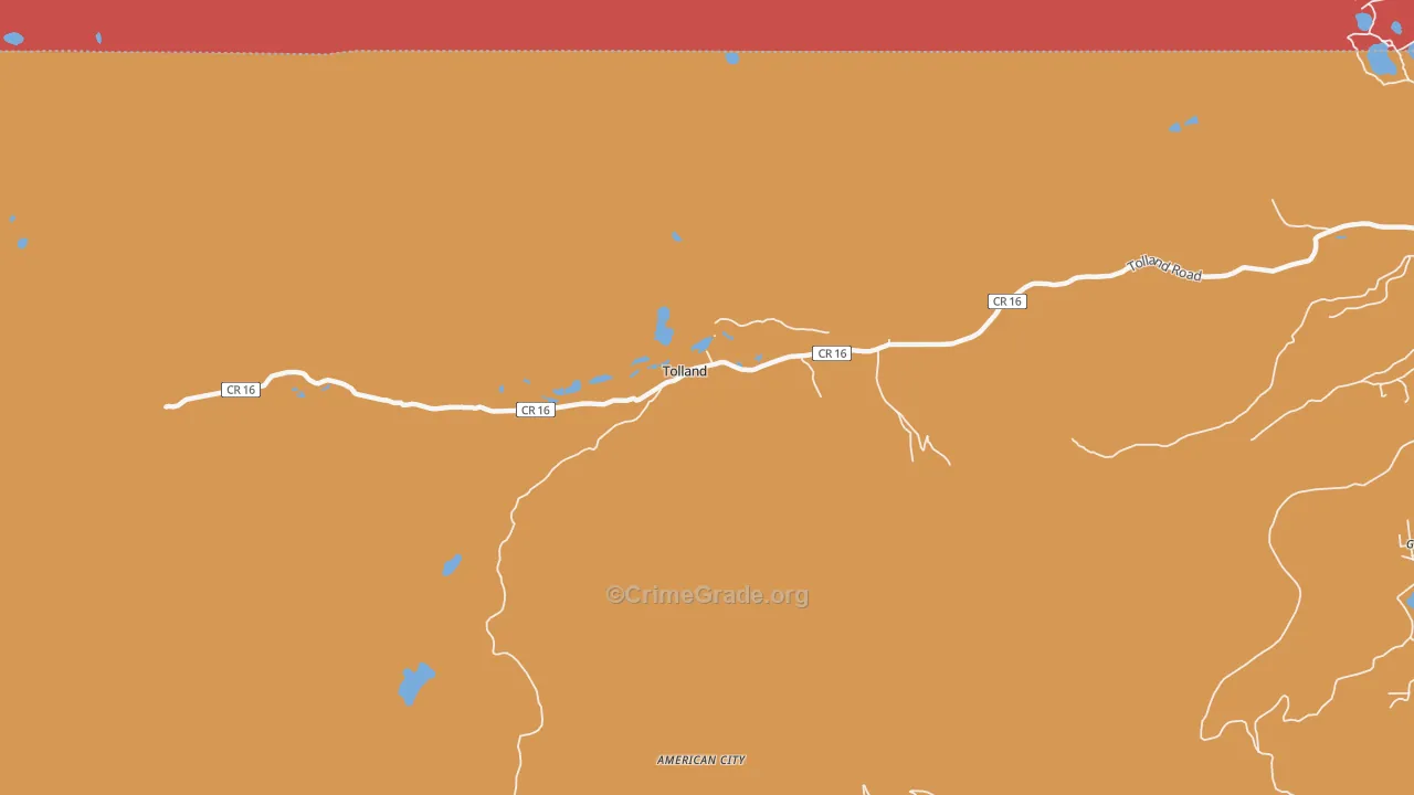 Tolland, CO Map of Robbery Rates