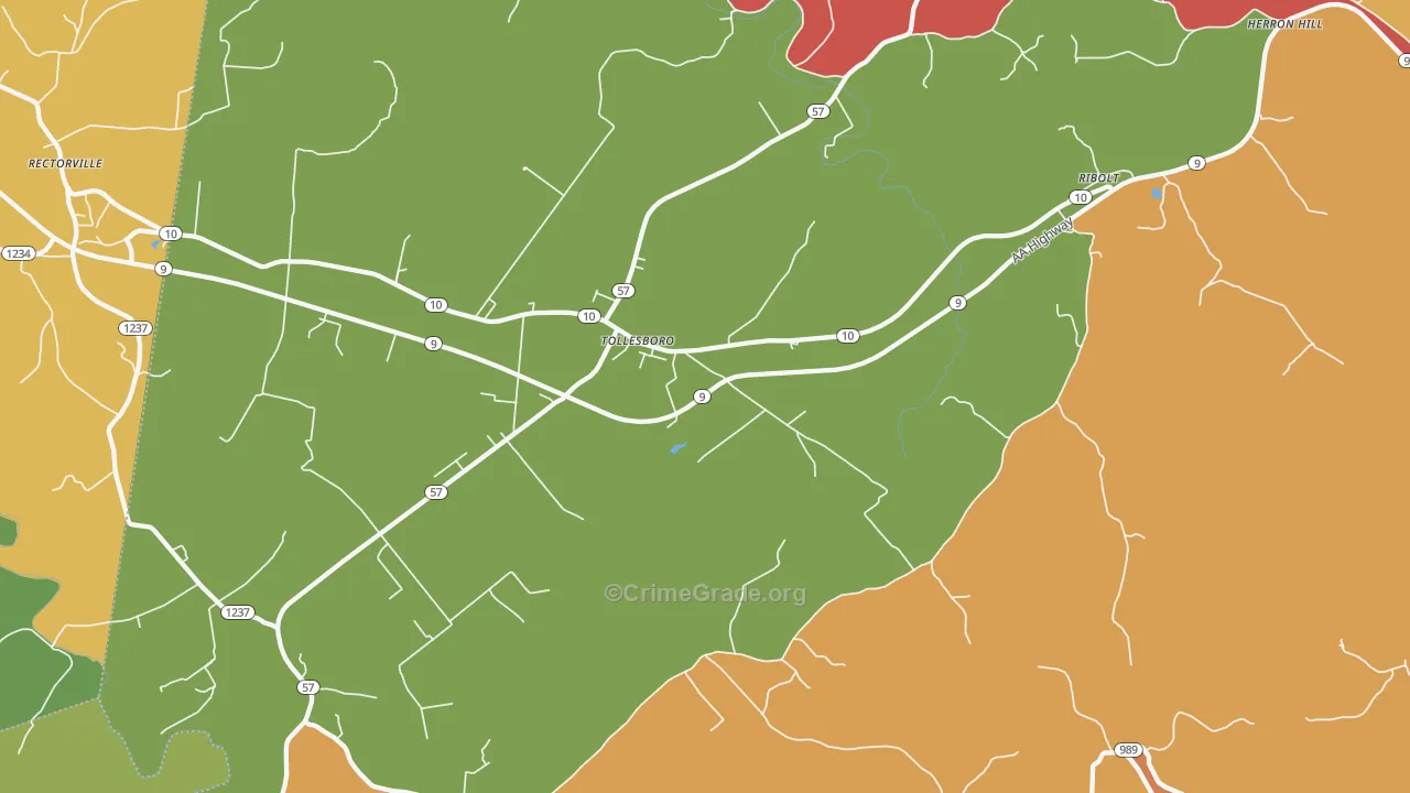 Tollesboro, KY Map of Robbery Rates