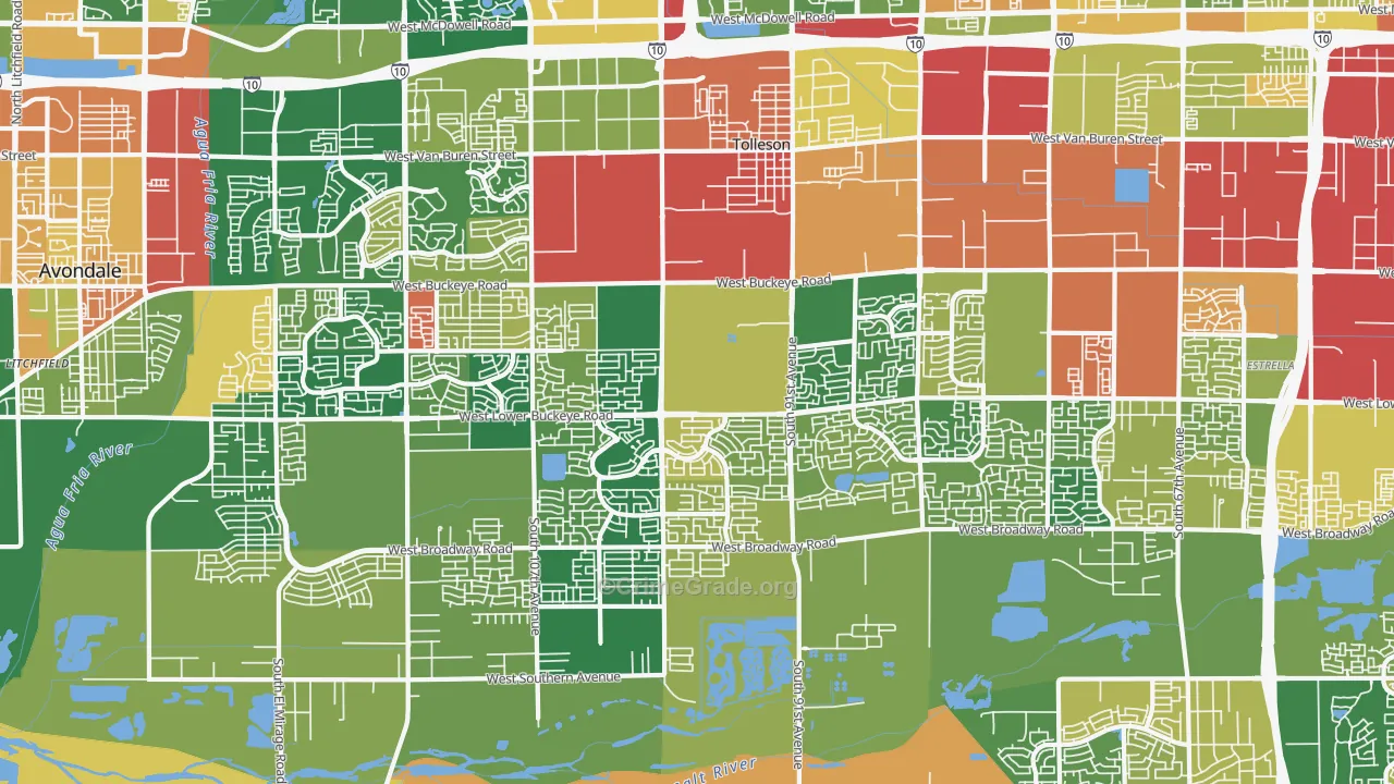 Tolleson, AZ Map of Robbery Rates
