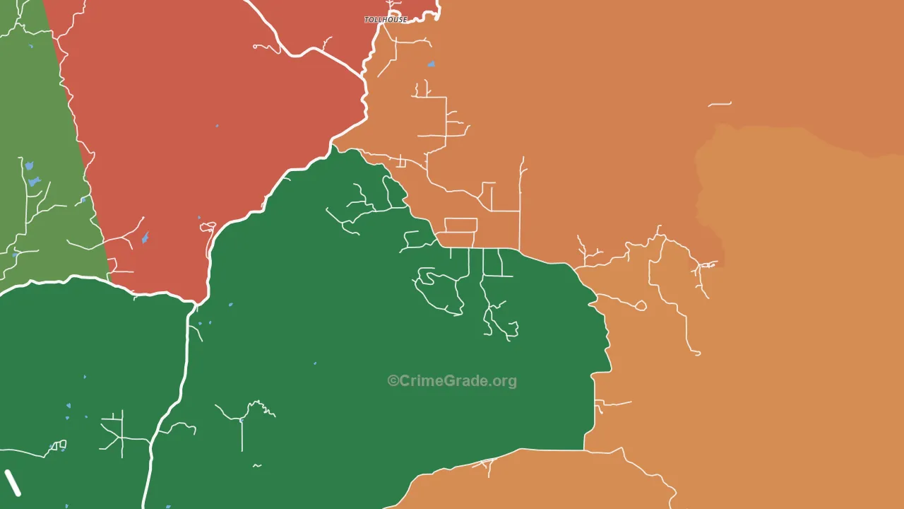 Tollhouse, CA Map of Robbery Rates