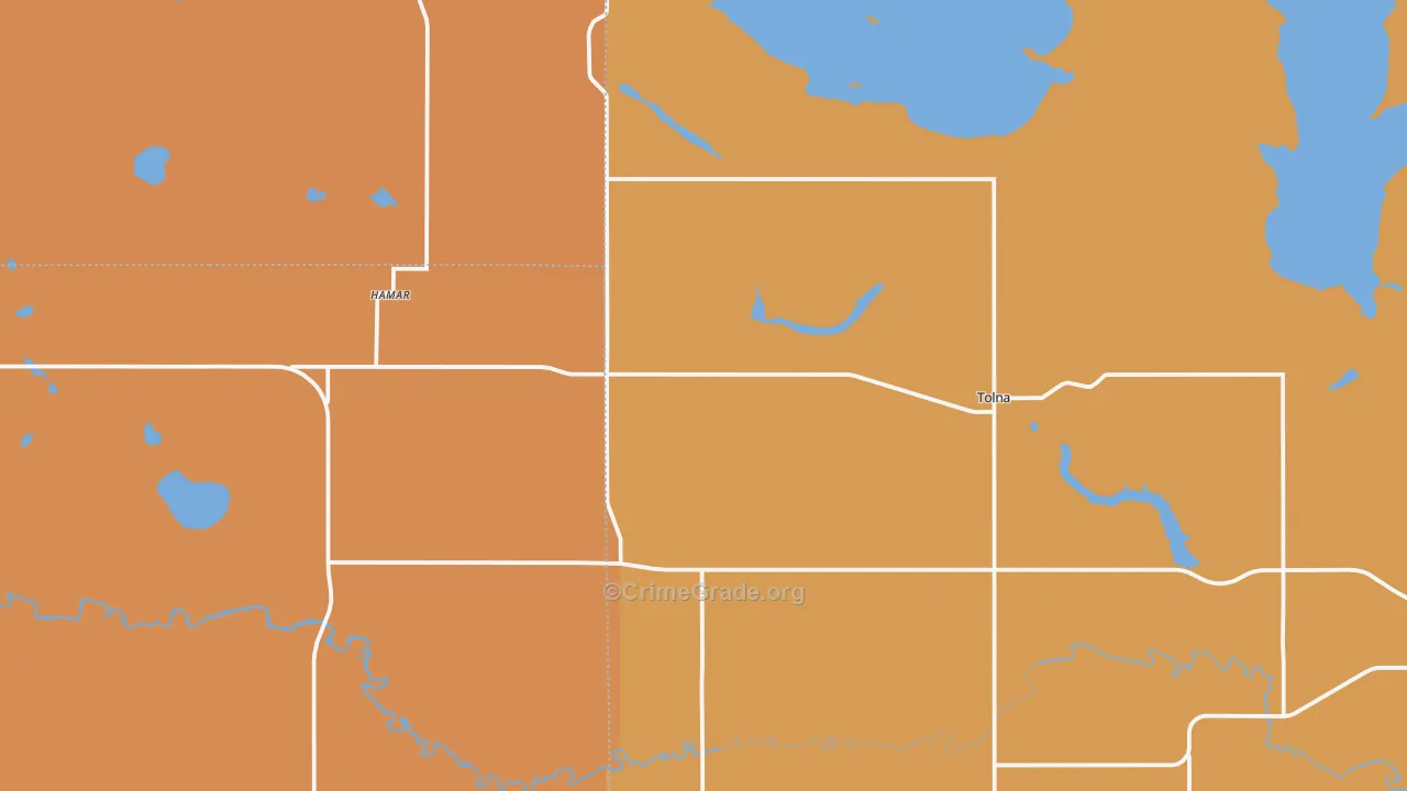 Tolna, ND Map of Robbery Rates