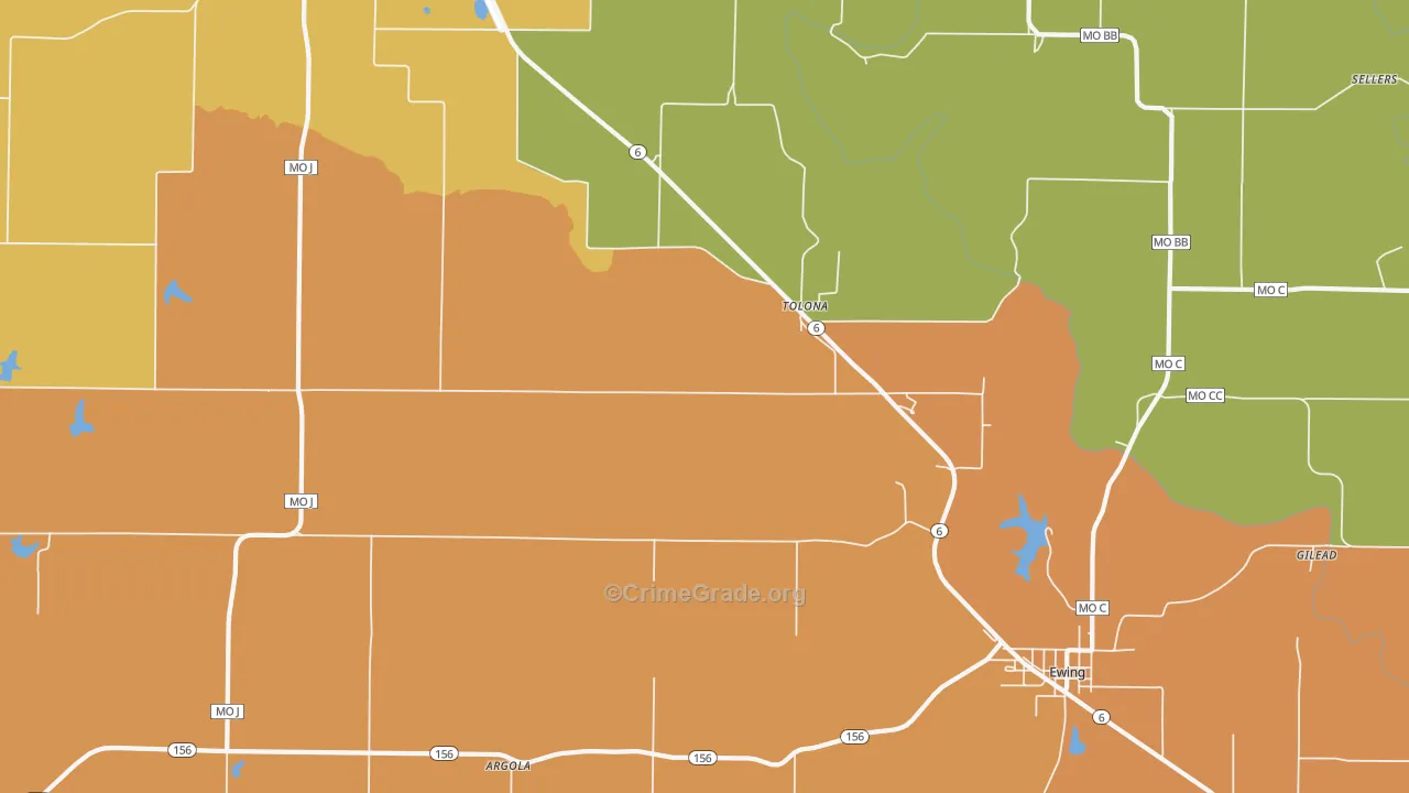 Tolona, MO Map of Robbery Rates