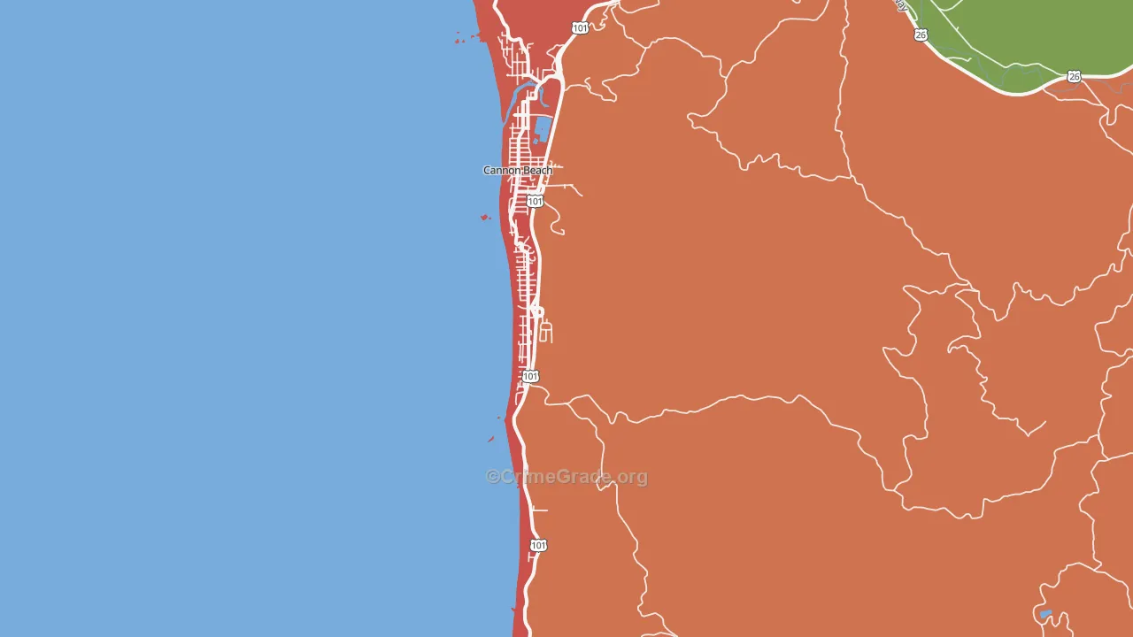 Tolovana Park, OR Map of Robbery Rates