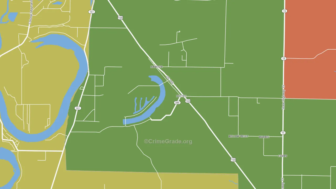 Toltec, AR Map of Robbery Rates