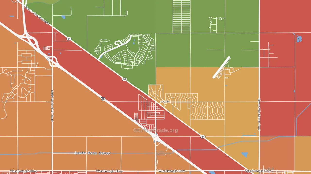 Toltec, AZ Map of Robbery Rates