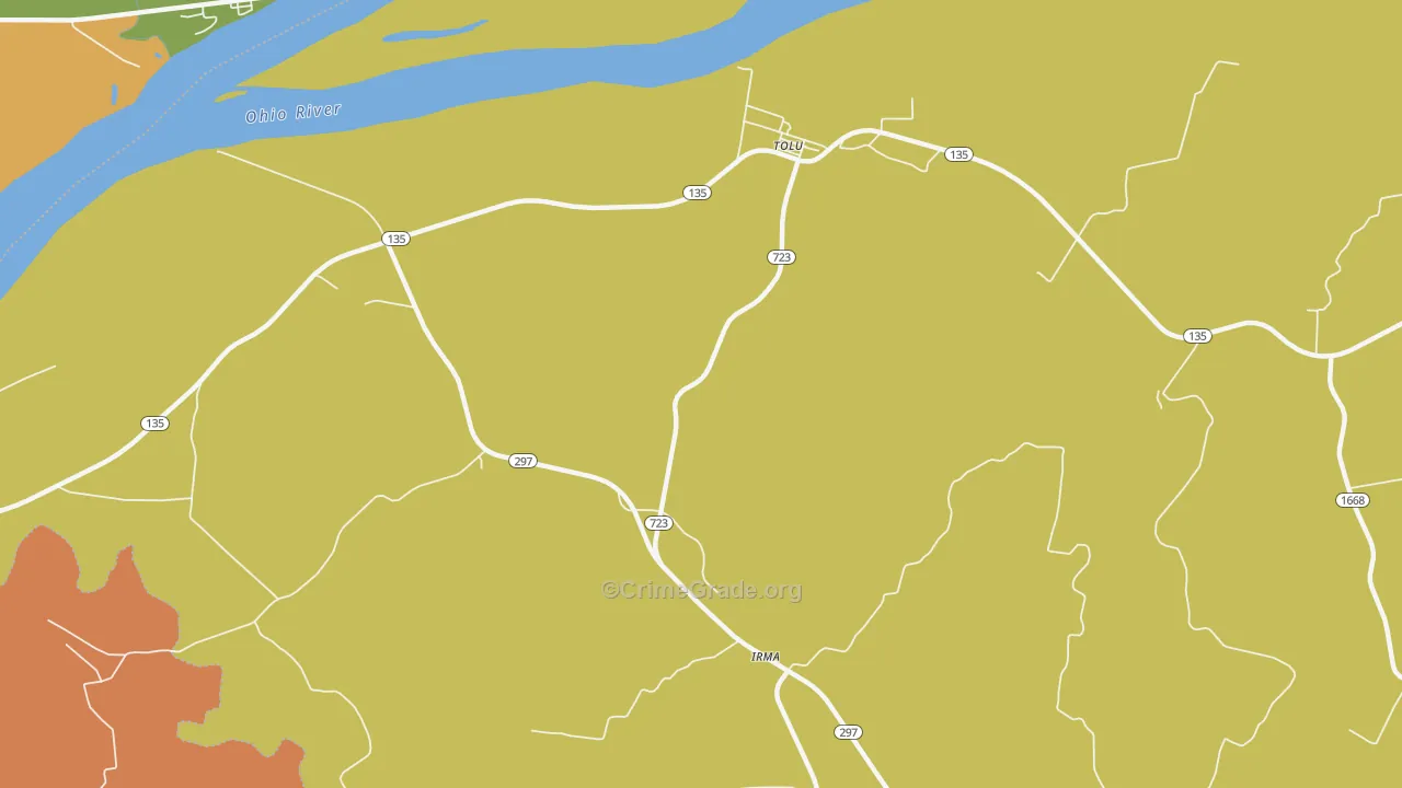 Tolu, KY Map of Robbery Rates