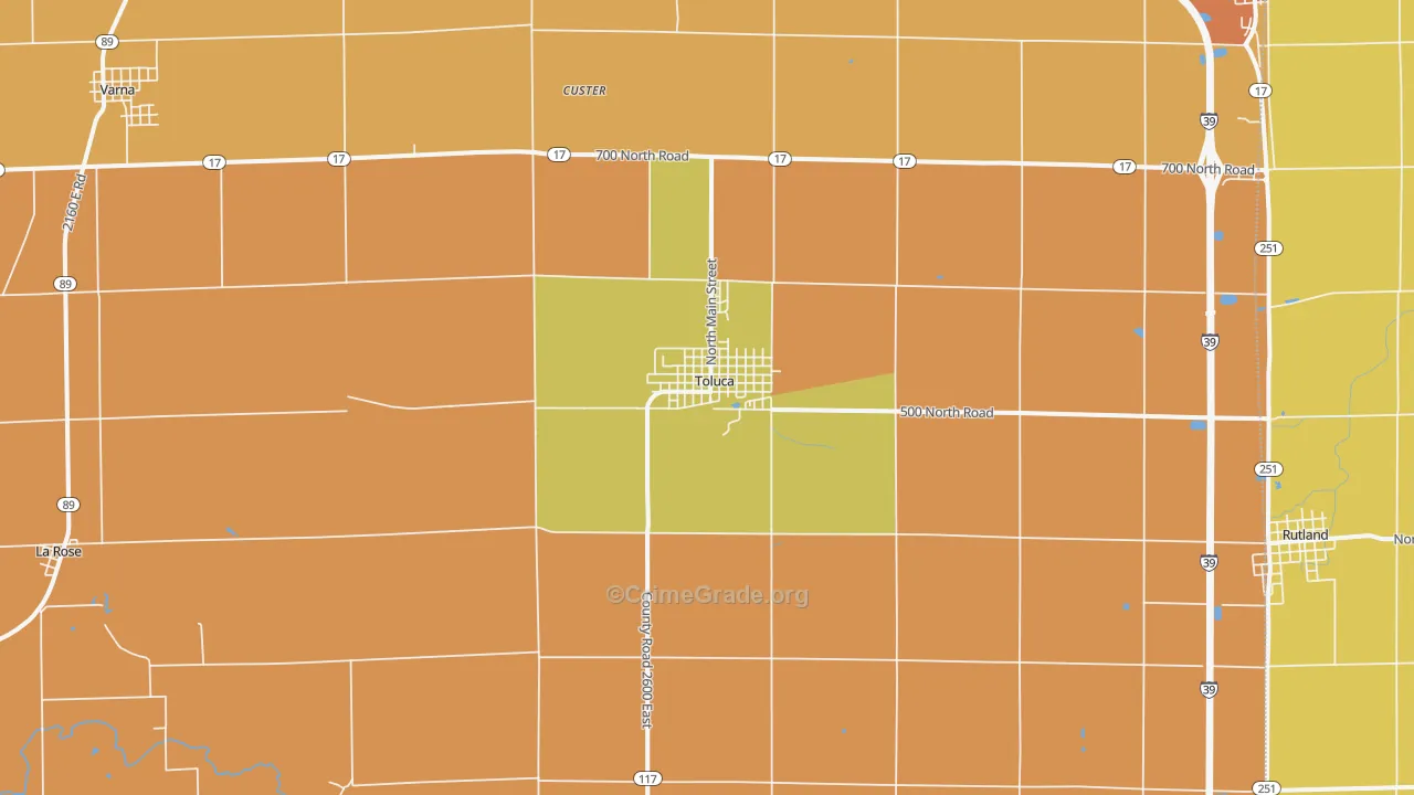 Toluca, IL Map of Robbery Rates