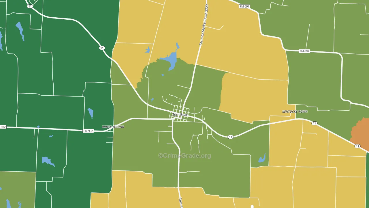 Tom Bean, TX Map of Robbery Rates