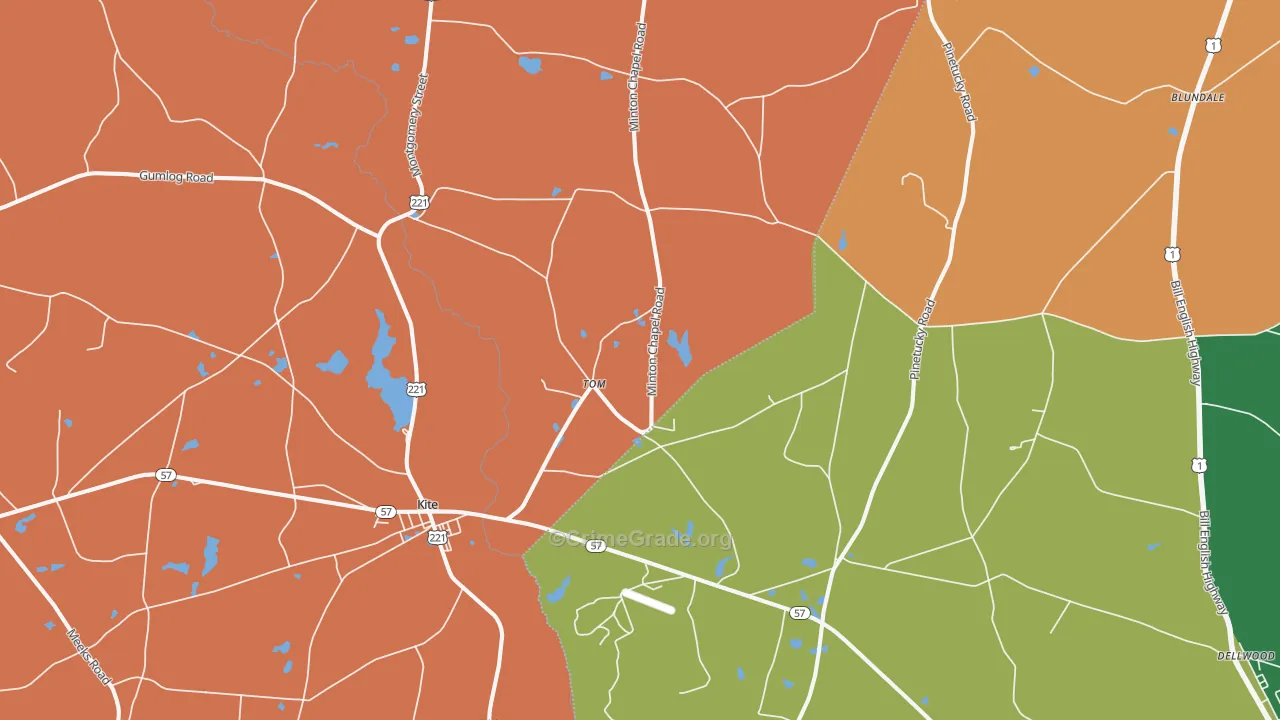 Tom, GA Map of Robbery Rates