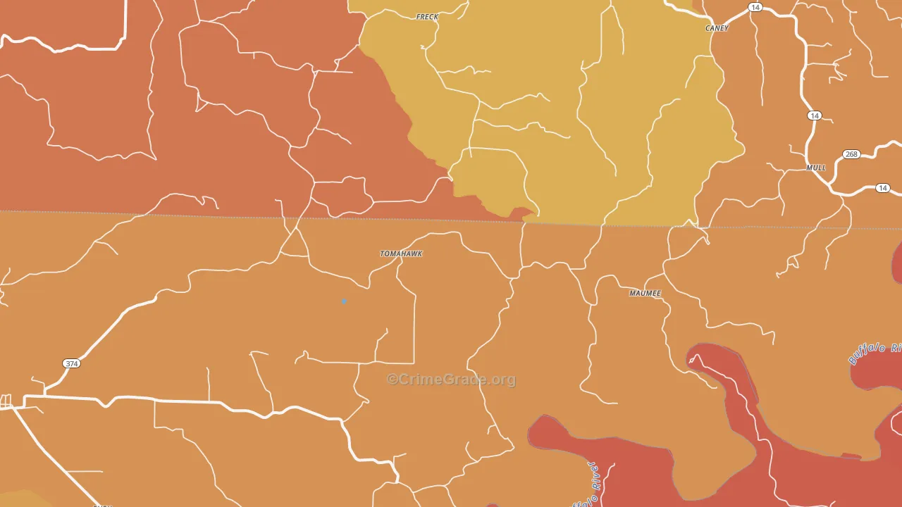 Tomahawk, AR Map of Robbery Rates