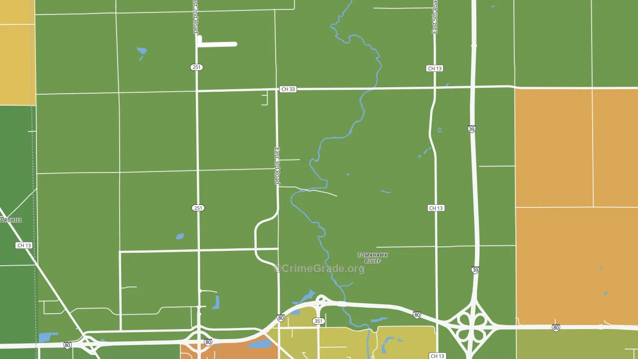 Tomahawk Bluff, IL Map of Robbery Rates