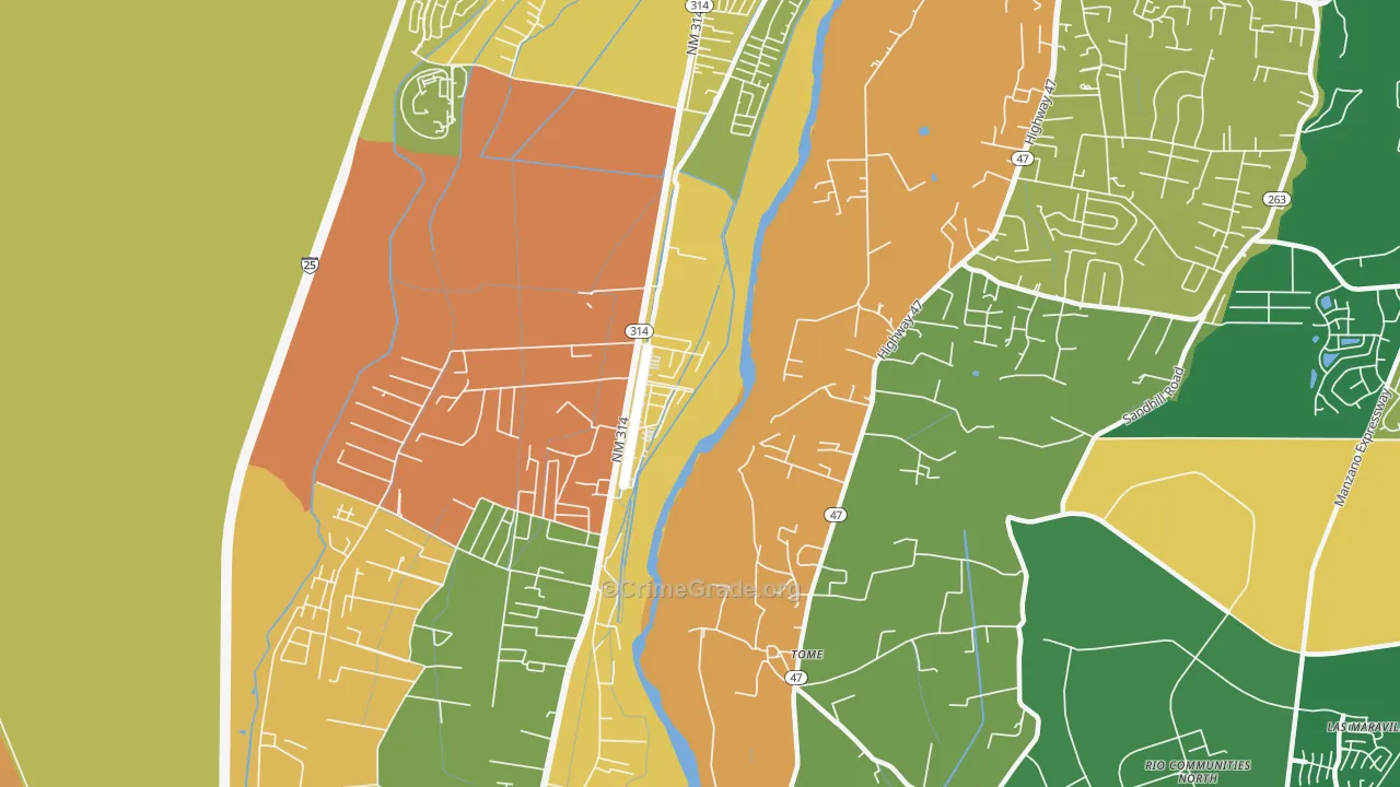 Tome, NM Map of Robbery Rates